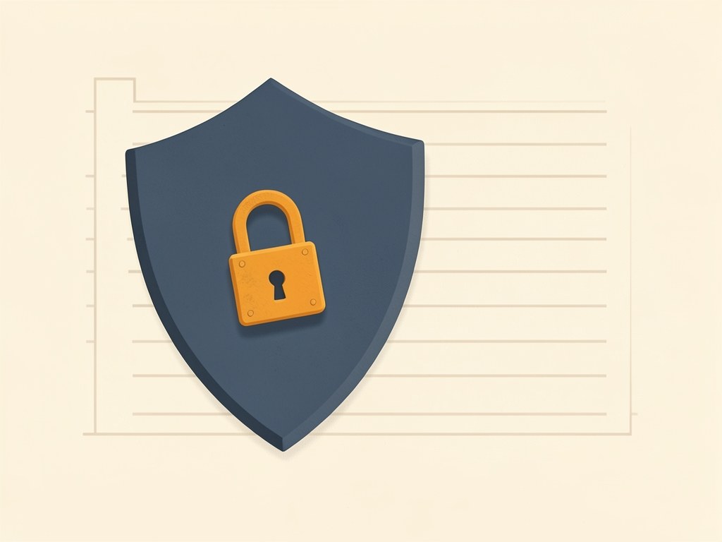 An illustration of a shield with a lock, representing privacy and security.