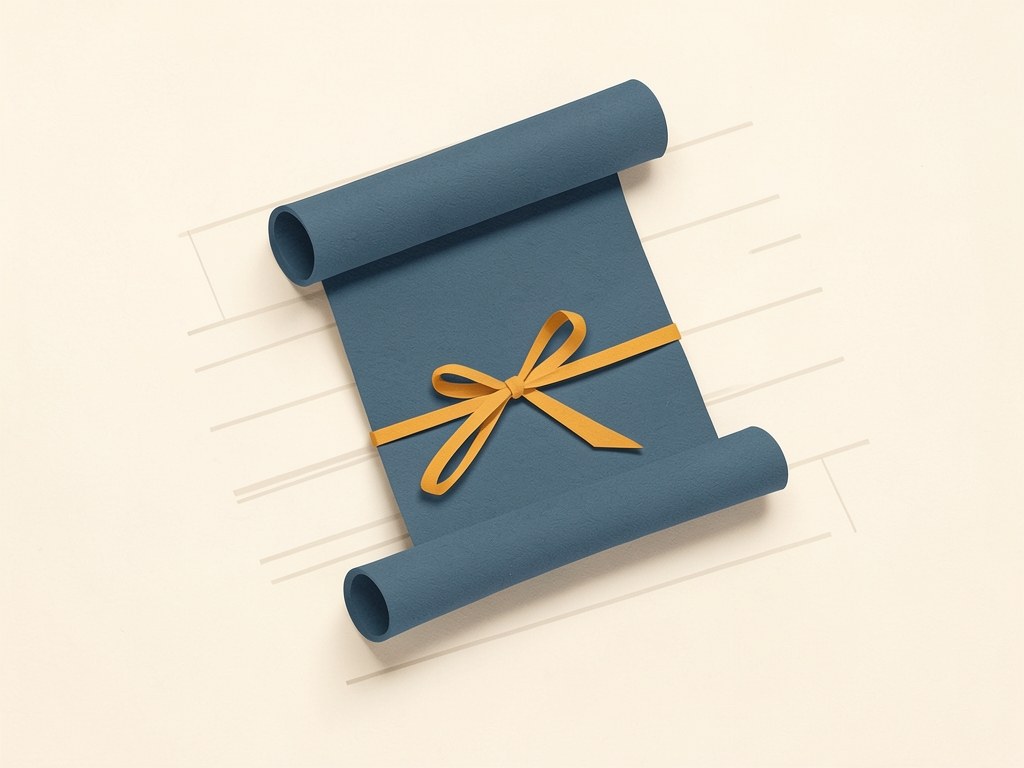 An illustration of a scroll with a ribbon, representing terms and conditions.